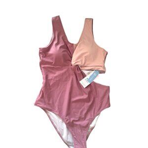 Cupshe Two Tone Pink Cutout OnePiece Swimsuit Womens Size M